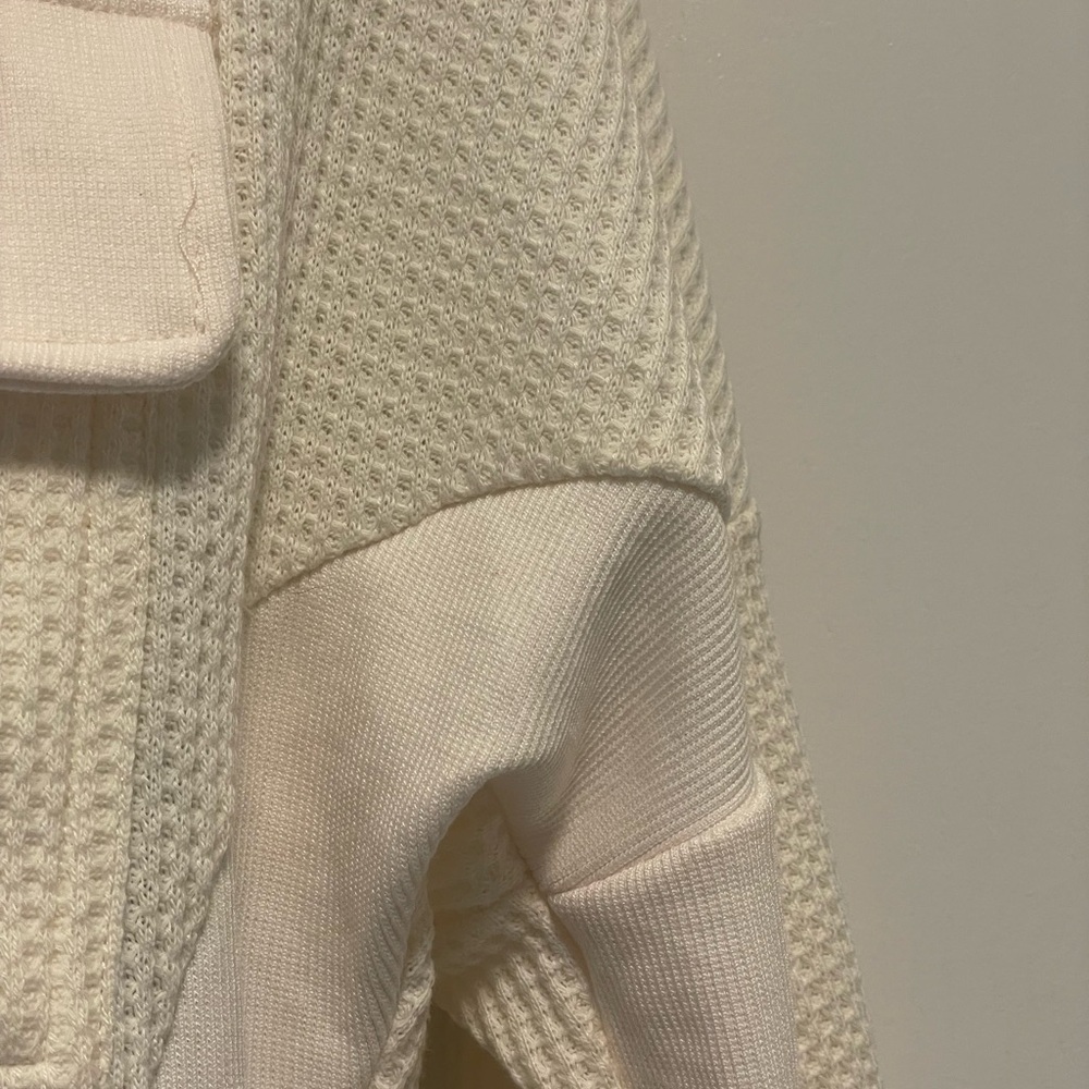 Cream Button Down Waffle Knit jacket - Picture 4 of 8
